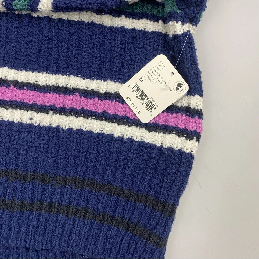 Free People NWT Kennedy Pullover Stripe Knit Sweater Size Medium Cropped Relaxed
